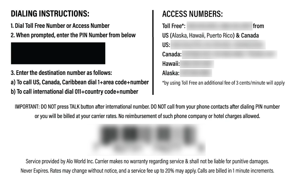 AloWorld Calling Card 15 Calling Card for Domestic and International Calls