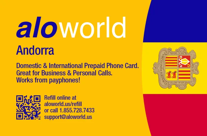 Aloworld andorra Calling Card. Call andorra from USA & Canada