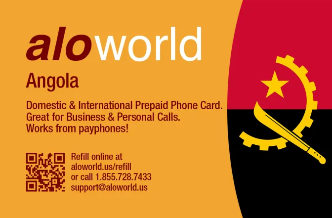 Call Angola from United States or Canada cheap and easy with a calling card.