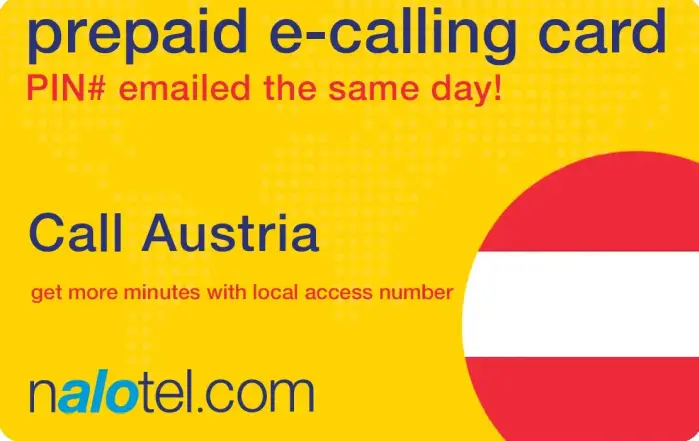 Nalotel Austria calling card for affordable international calling from USA and Canada