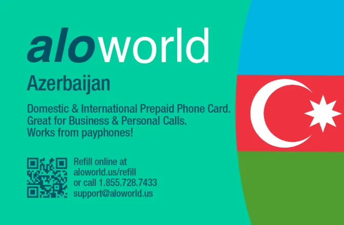 Call Azerbaijan from United States or Canada cheap and easy with a calling card.