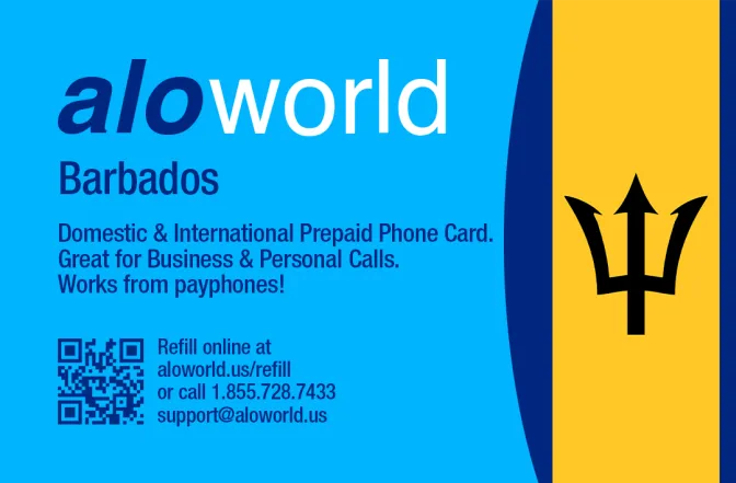 Call Barbados from United States or Canada cheap and easy with a calling card.