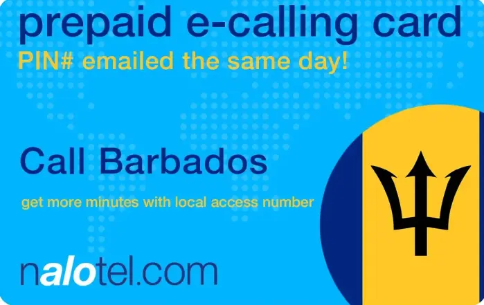 Nalotel Barbados calling card for affordable international calling from USA and Canada