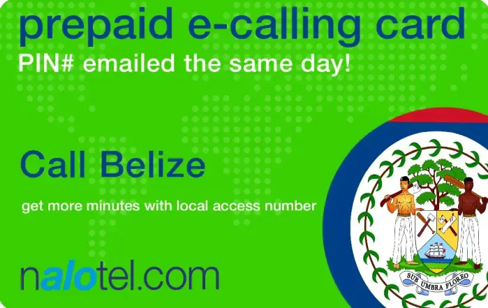 Nalotel Belize calling card for affordable international calling from USA and Canada