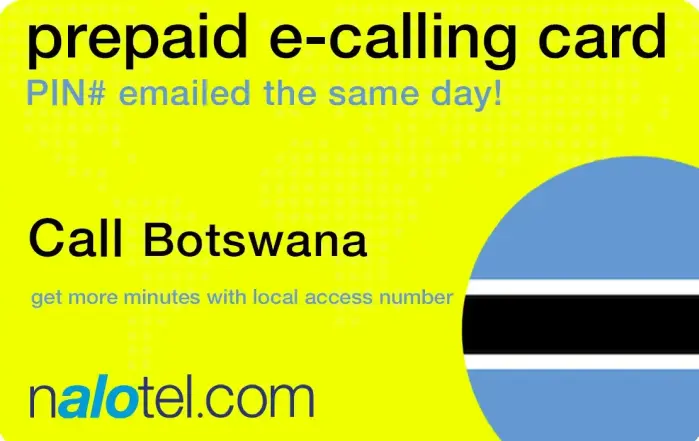 Nalotel Botswana calling card for affordable international calling from USA and Canada