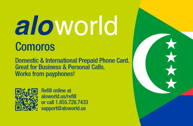 Call Comoros from United States or Canada cheap and easy with a calling card.