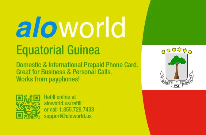 Call Equatorial Guinea from United States or Canada cheap and easy with a calling card.
