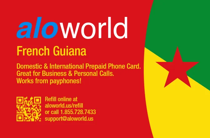 Call French Guiana from United States or Canada cheap and easy with a calling card.