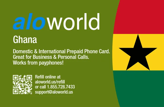 Call Ghana from United States or Canada cheap and easy with a calling card.