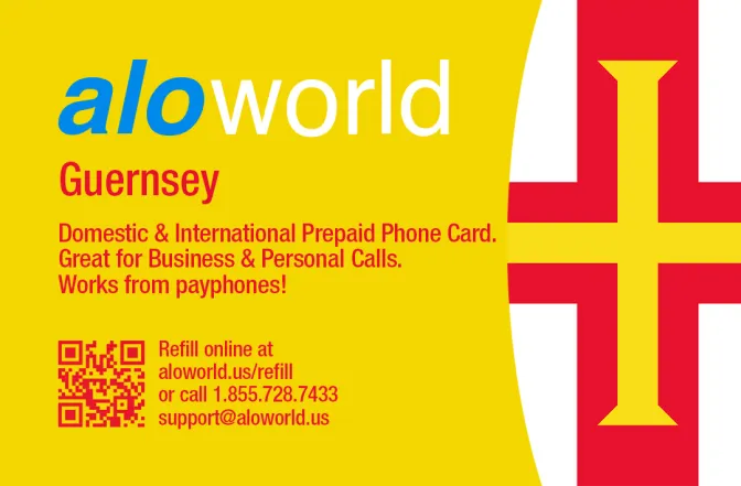 Aloworld guernsey Calling Card. Call guernsey from USA & Canada