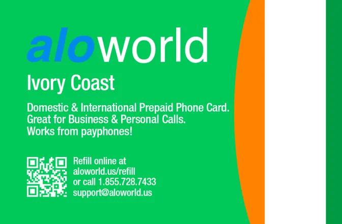 Call Ivory Coast from United States or Canada cheap and easy with a calling card.