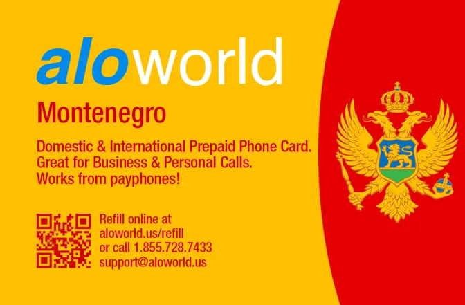 Call Montenegro from United States or Canada cheap and easy with a calling card.