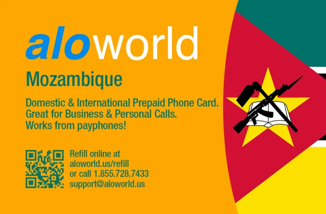 Call Mozambique from United States or Canada cheap and easy with a calling card.
