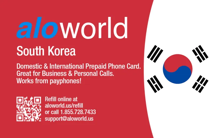 Call South Korea from United States or Canada cheap and easy with a calling card.